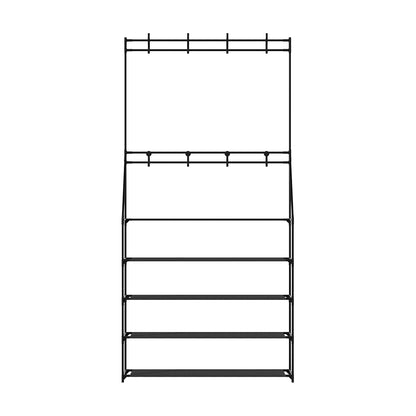 Heavy-Duty Hall Tree Shoe Rack - 16 Pairs Black