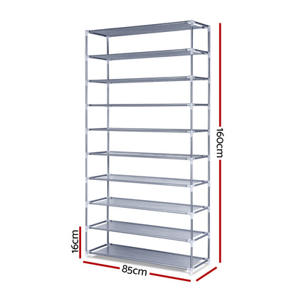 Shoe Rack Cabinet Stackable 10-Tier Grey
