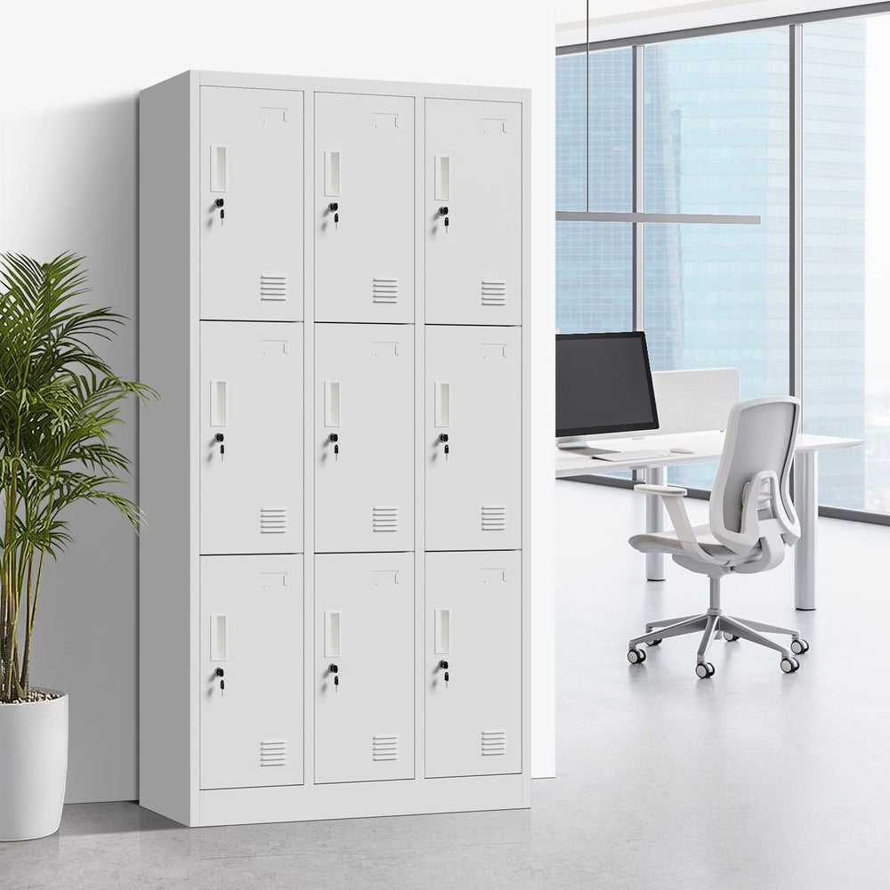 9 Door Steel Locker Cabinet Office Gym School | HomeAndLivin