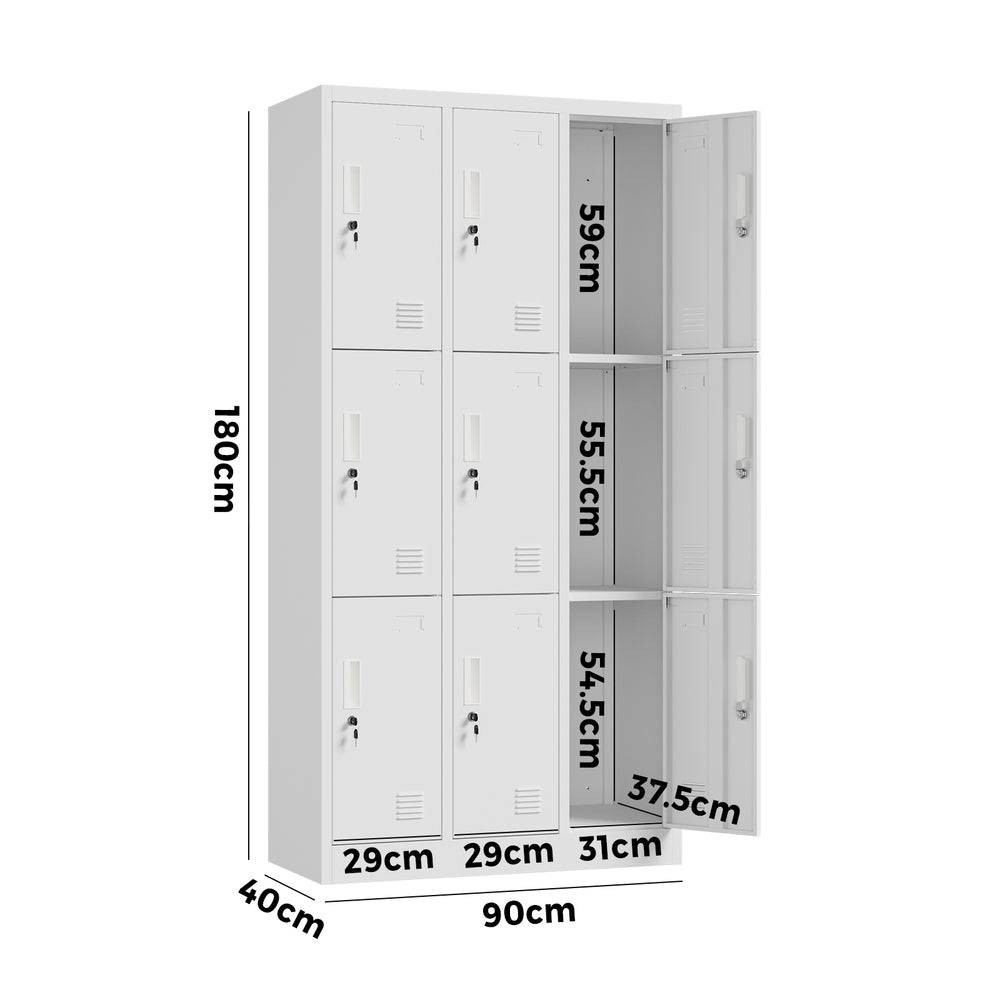 9 Door Steel Locker Cabinet Office Gym School | HomeAndLivin - 10