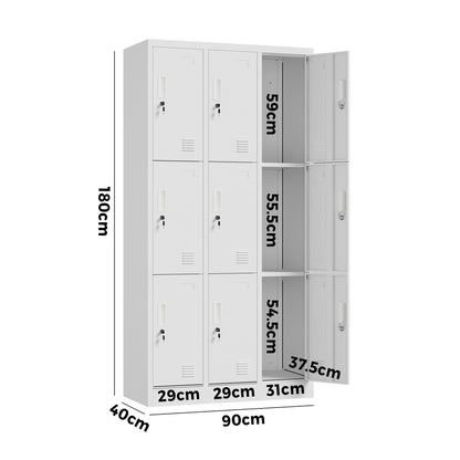 9 Door Steel Locker Cabinet Office Gym School | HomeAndLivin - 10