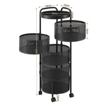 5 Tier Rolling Storage Trolley Black Basket | HomeAndLiving