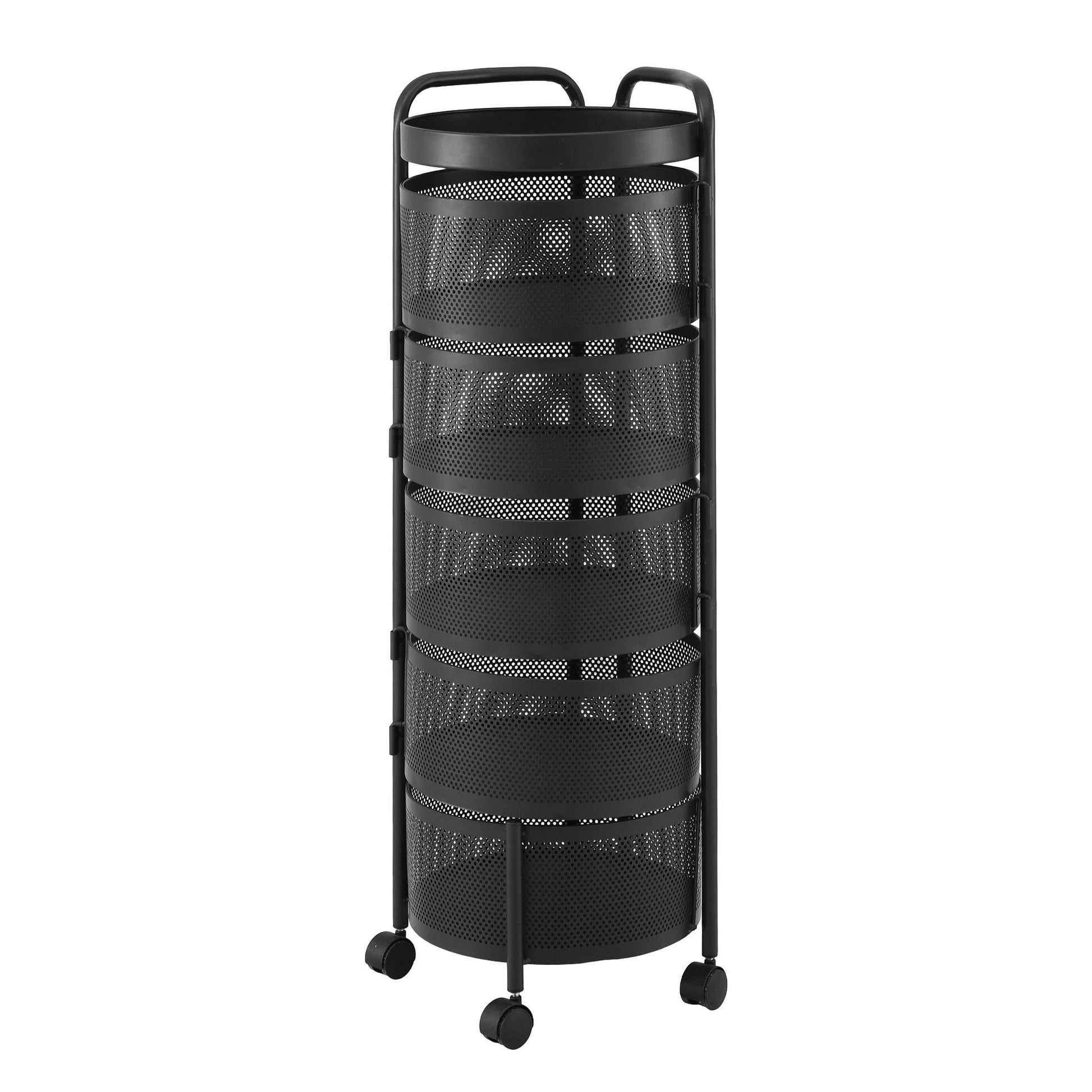 5 Tier Rolling Storage Trolley Black Basket | HomeAndLiving - 5