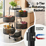 5 Tier Rolling Storage Trolley Black Basket | HomeAndLiving