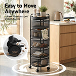 5 Tier Rolling Storage Trolley Black Basket | HomeAndLiving
