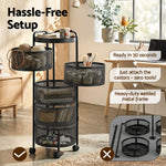 5 Tier Rolling Storage Trolley Black Basket | HomeAndLiving