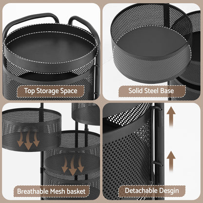 5 Tier Rolling Storage Trolley Black Basket | HomeAndLiving - 9