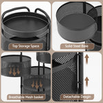 5 Tier Rolling Storage Trolley Black Basket | HomeAndLiving
