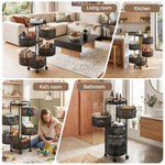 5 Tier Rolling Storage Trolley Black Basket | HomeAndLiving