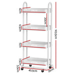 Storage Trolley Kitchen Cart 4 Tiers Black