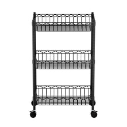 3-Tier Shelving Unit Adjustable Garage Storage Kitchen Rack With Wheels