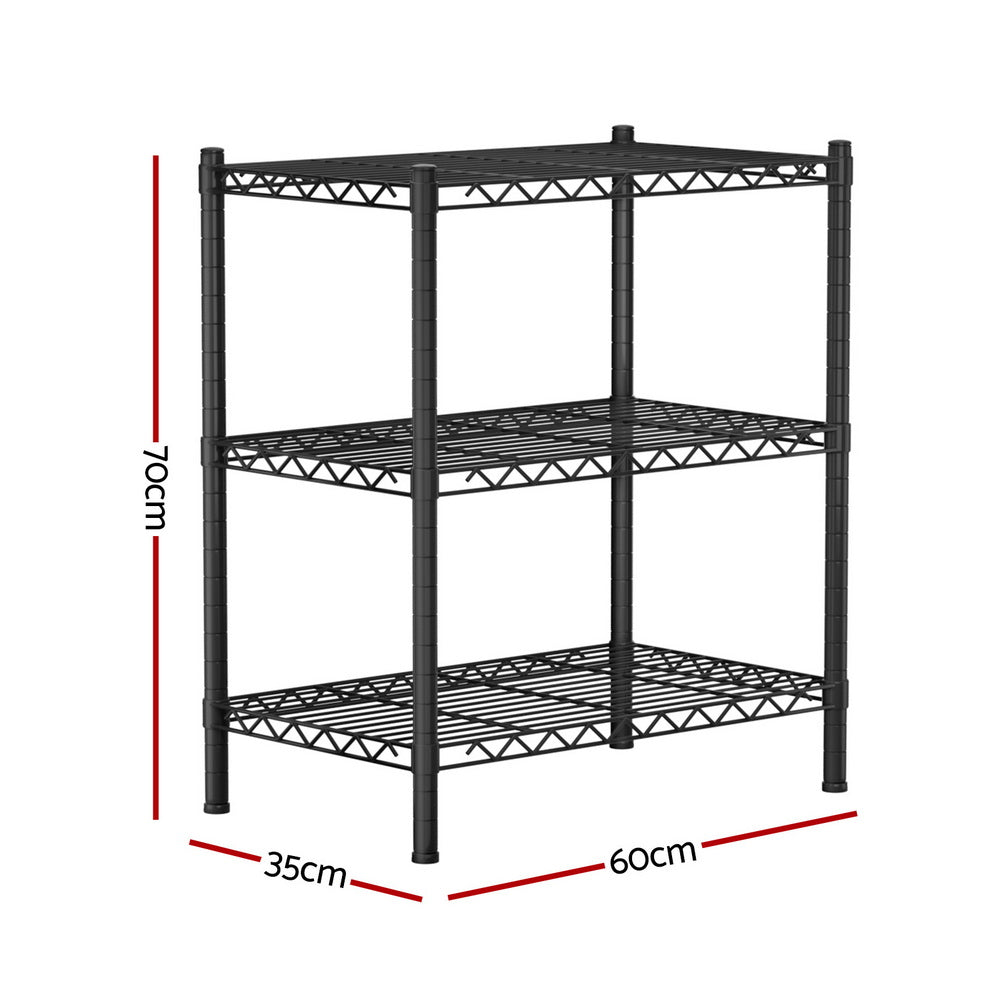 3-Tier Shelving Unit Adjustable Garage Storage Shelves Kitchen Rack Steel