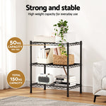 3-Tier Shelving Unit Adjustable Garage Storage Shelves Kitchen Rack Steel