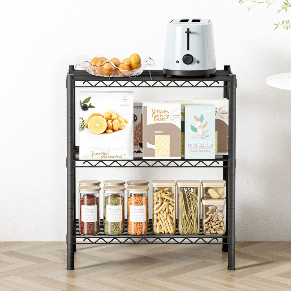 3-Tier Shelving Unit Adjustable Garage Storage Shelves Kitchen Rack Steel