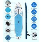 Stand Up Paddle Board 10.6Ft Inflatable Sup Surfboard Paddleboard Kayak Surf Blue