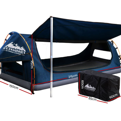 Double Swag Camping Swags Canvas Free Standing Dome Tent Dark Blue 4Cm
