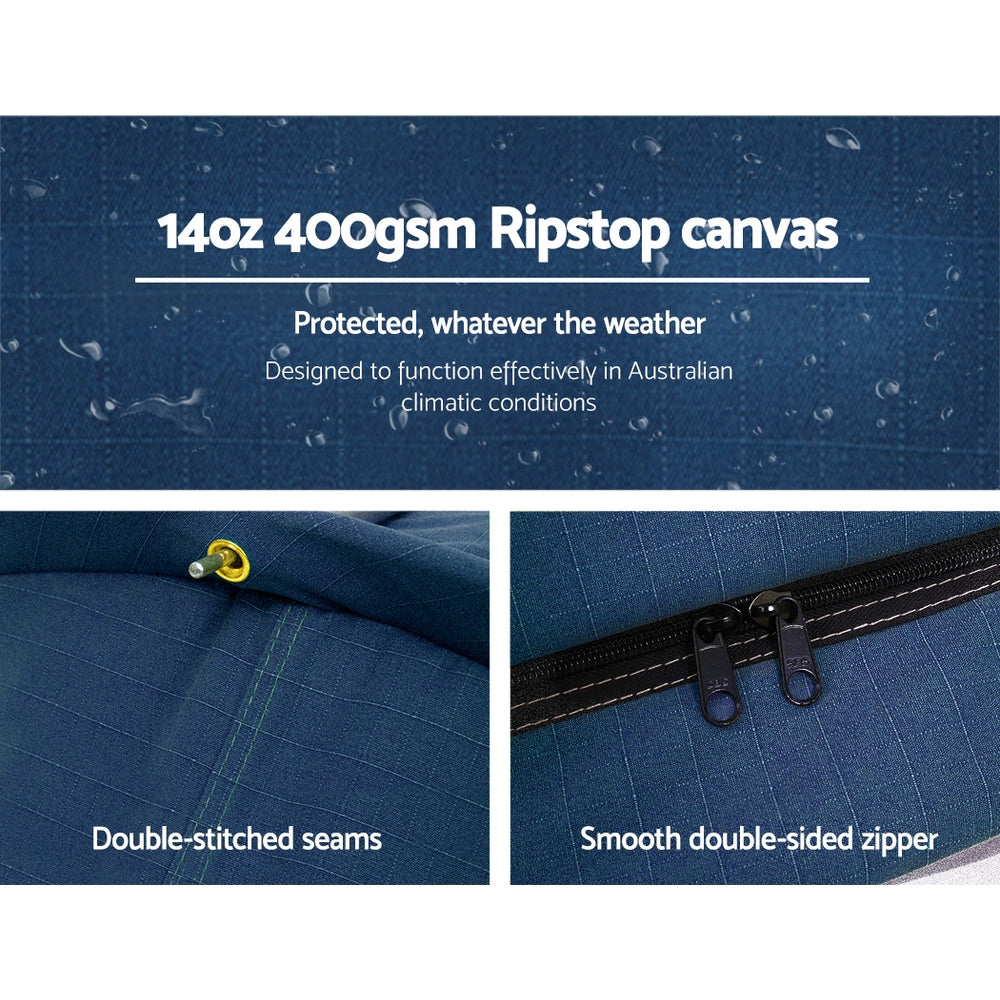 Double Swag Camping Swags Canvas Free Standing Dome Tent Dark Blue 4Cm
