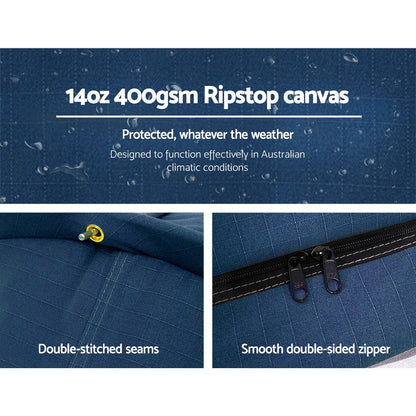 Double Swag Camping Swags Canvas Free Standing Dome Tent Dark Blue 4Cm