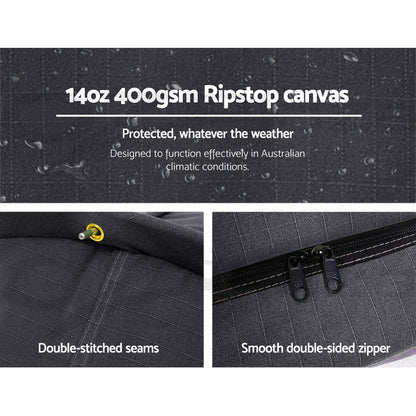 Double Swag Camping Swags Canvas Free Standing Dome Tent Dark Grey 4Cm