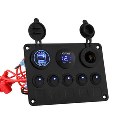  12V Switch Panel For Car Boat Marine USB ON-OFF LED Rocker Toggle