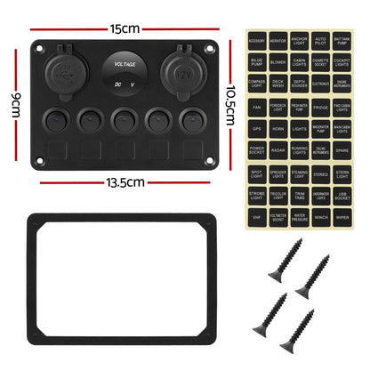  12V Switch Panel For Car Boat Marine USB ON-OFF LED Rocker Toggle