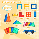 Kids Magnetic Tiles Blocks Building Educational Toys 60PCS