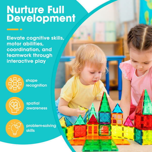  Kids Magnetic Tiles Blocks Building Educational Toys 60PCS