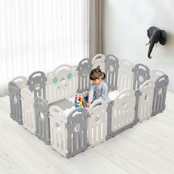 Kids Playpen Baby Safety Gate Toddler Fence 18 Panels Grey