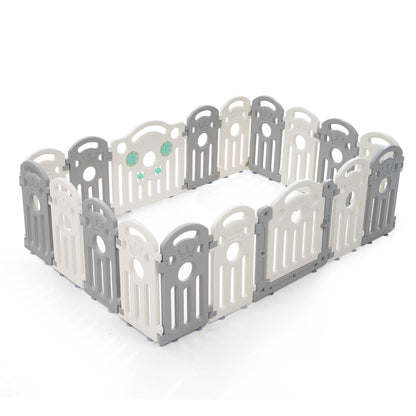 Kids Playpen Baby Safety Gate Toddler Fence 18 Panels Grey