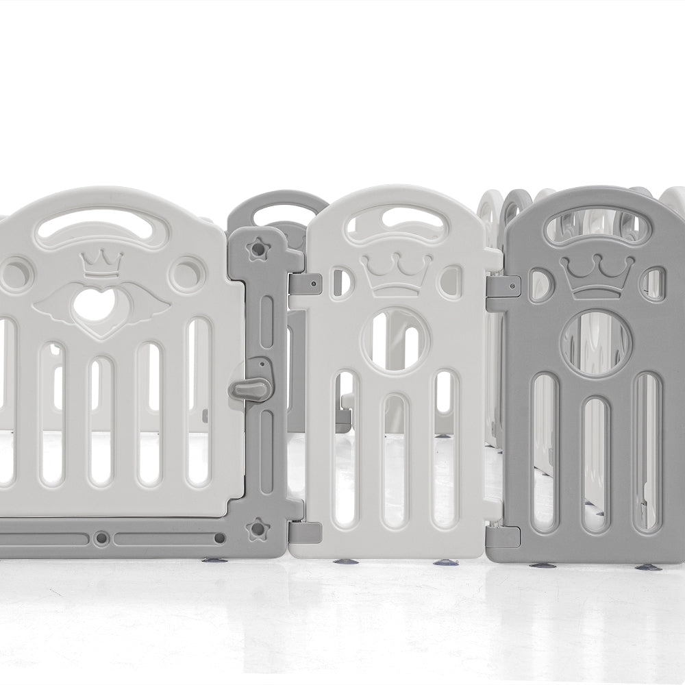 Kids Playpen Baby Safety Gate Toddler Fence 18 Panels Grey