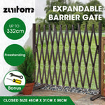 Garden Fence Gate Expandable Barrier Indoor Outdoor Brown