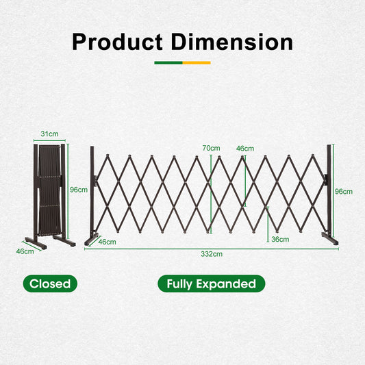 Garden Fence Gate Expandable Barrier Indoor Outdoor Brown