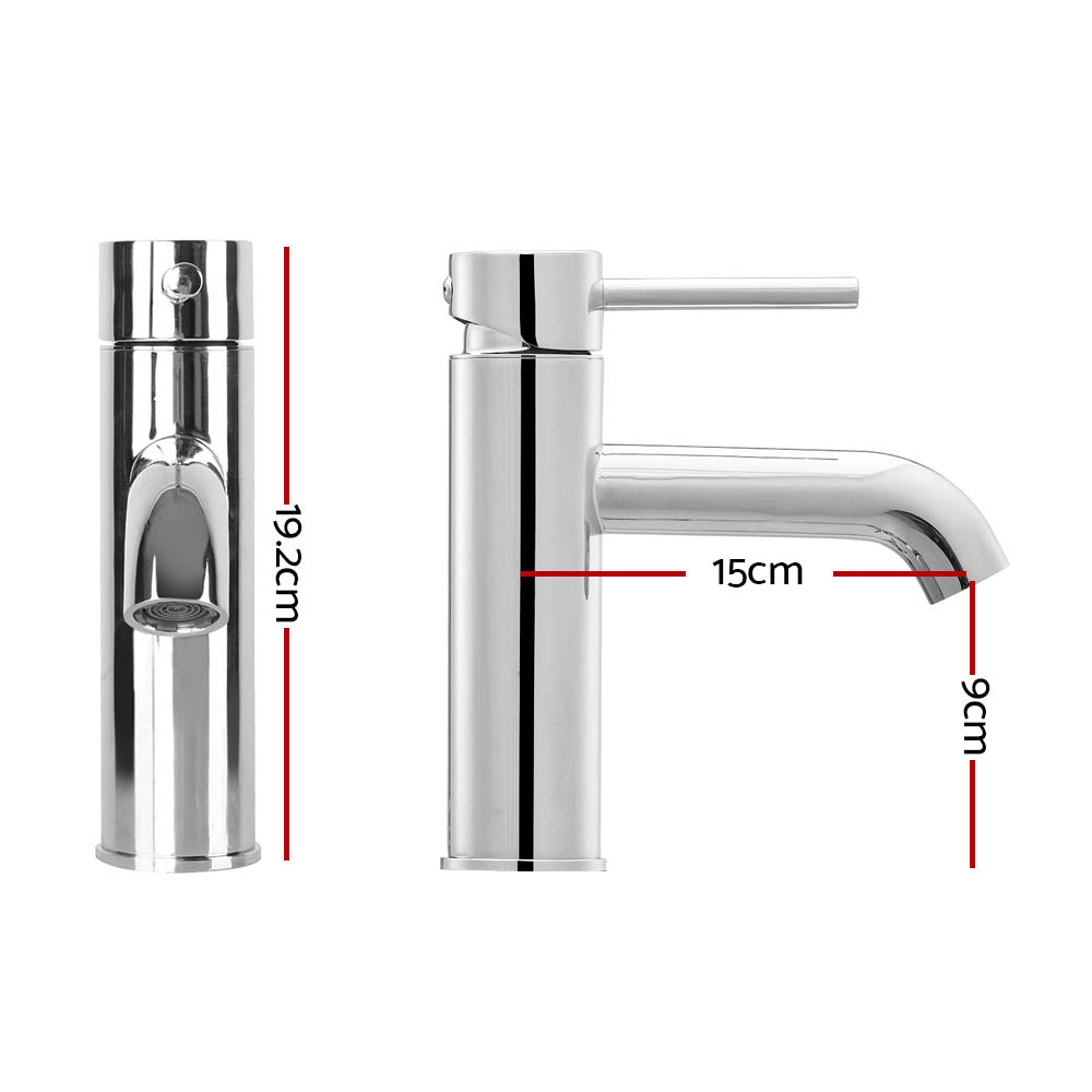 Basin Mixer Tap Round Brass Bathroom Faucet - Chrome