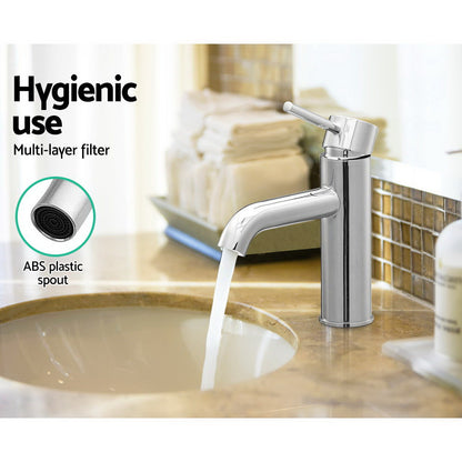 Basin Mixer Tap Round Brass Bathroom Faucet - Chrome