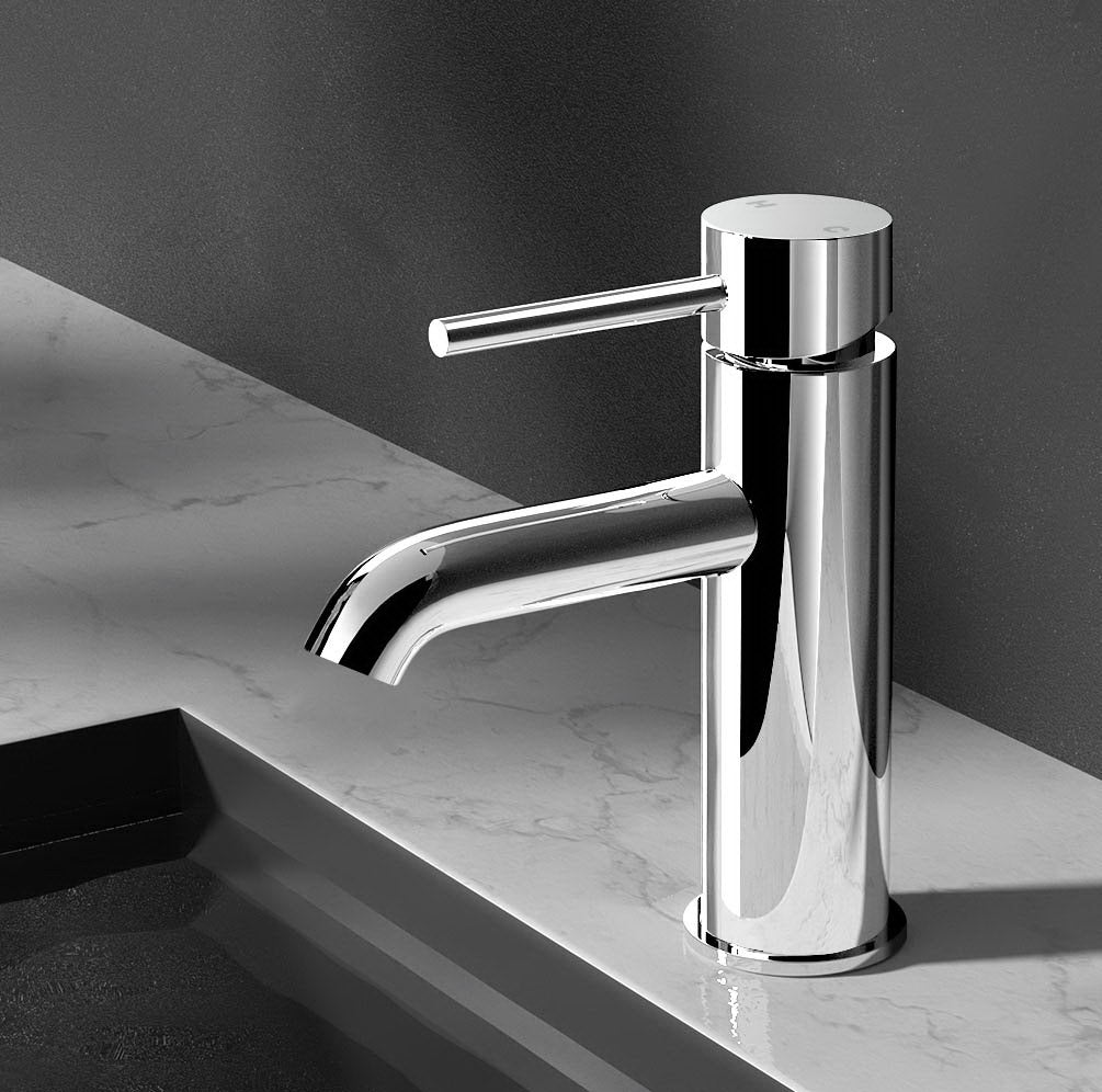 Basin Mixer Tap Round Brass Bathroom Faucet - Chrome