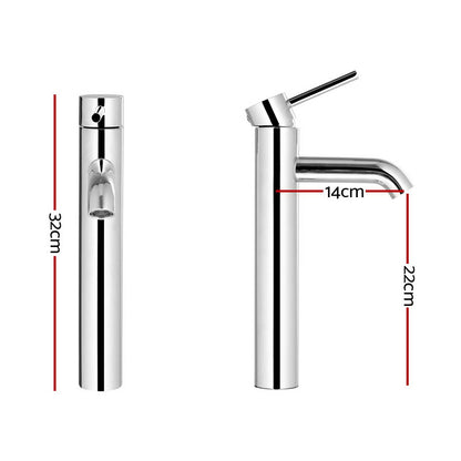 Basin Mixer Tap Tall Round Bathroom Faucet - Chrome