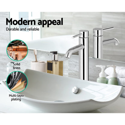 Basin Mixer Tap Tall Round Bathroom Faucet - Chrome