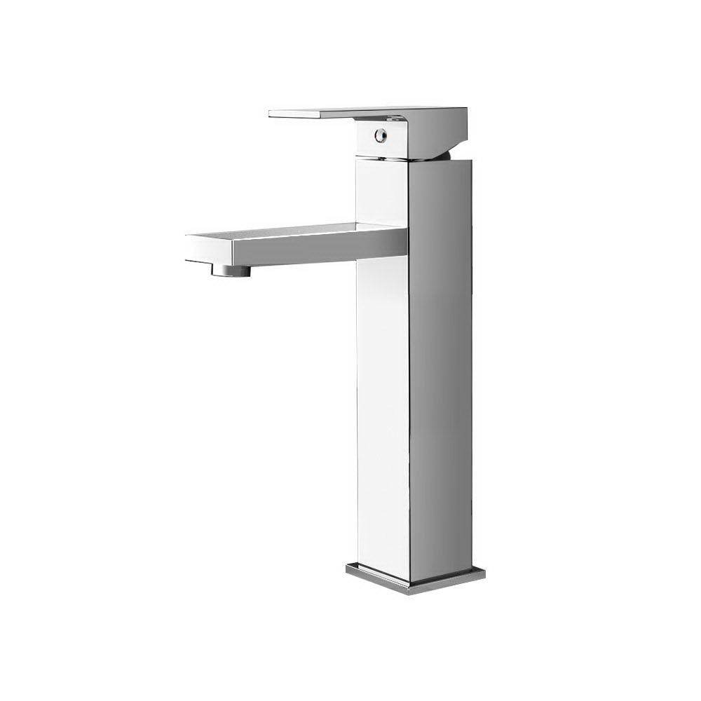 Basin Mixer Tap Square Tall Bathroom Faucet - Chrome