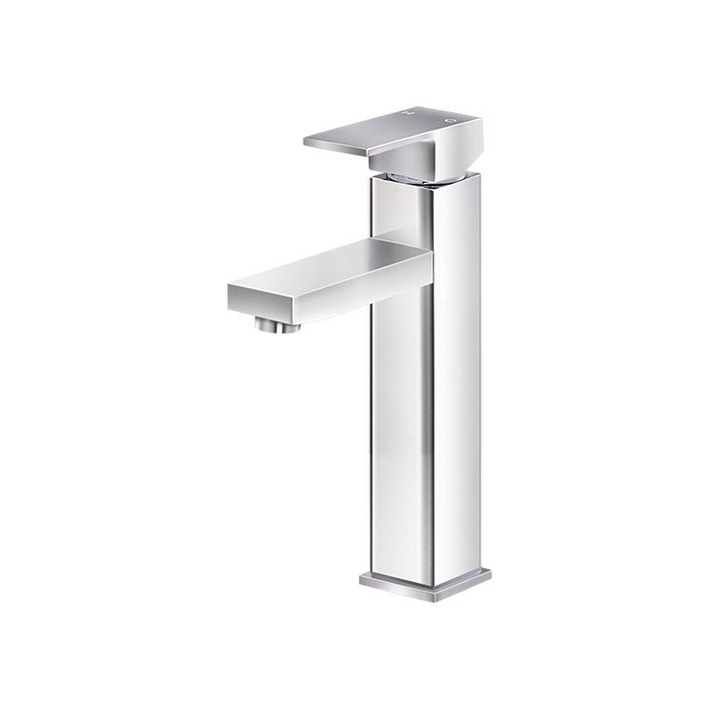 Basin Mixer Tap Square Tall Bathroom Faucet - Chrome