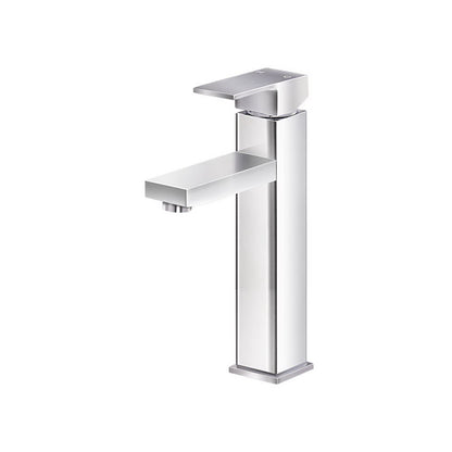 Basin Mixer Tap Square Tall Bathroom Faucet - Chrome