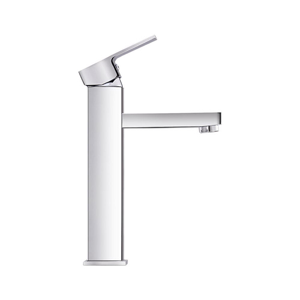 Basin Mixer Tap Square Tall Bathroom Faucet - Chrome