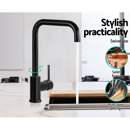 Kitchen Mixer Tap Mixer Rectangle Sink Faucet Basin Laundry Black