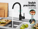 Kitchen Mixer Tap Mixer Round Sink Faucet Basin Laundry Black