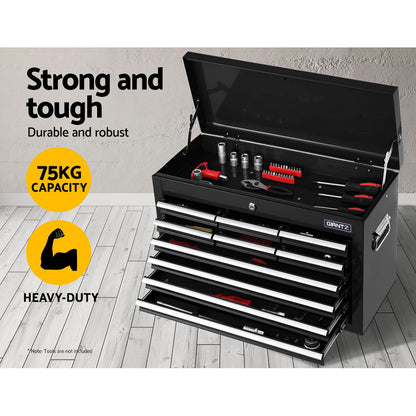 10 Drawer Tool Box Cabinet Chest Toolbox Storage Garage Organiser Black