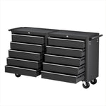Tool Chest Trolley 10 Drawers Toolbox Storage Black