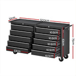 Tool Chest Trolley 10 Drawers Toolbox Storage Black