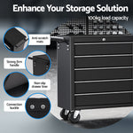 Tool Chest Trolley 10 Drawers Toolbox Storage Black