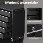 Tool Chest Trolley 10 Drawers Toolbox Storage Black