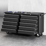 Tool Chest Trolley 10 Drawers Toolbox Storage Black