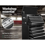 14 Drawer Tool Box Cabinet Chest Mechanic Garage Storage Trolley Black